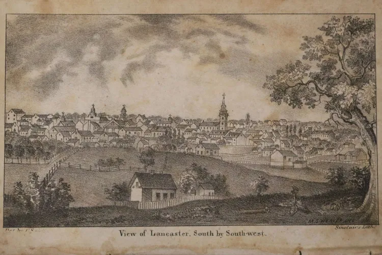 An illustration of Lancaster in the early 1800s. The Pennsylvania city served as the nation's capital on September 27, 1777.