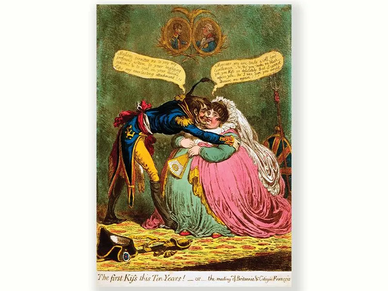 An 1803 satire of the brief peace between France (the officer) and Britain (the woman)