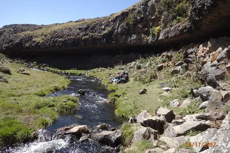 The Fincha Habera rock shelter in the Ethiopian Bale Mountains served as a residence for prehistoric hunter-gatherers.

