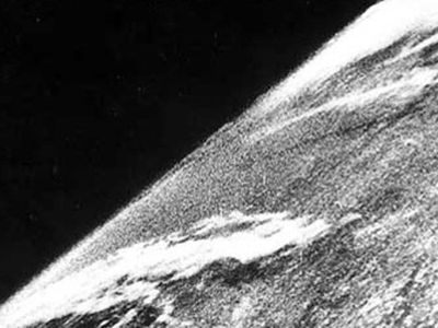 View of Earth from a camera on V-2 #13, launched October 24, 1946.