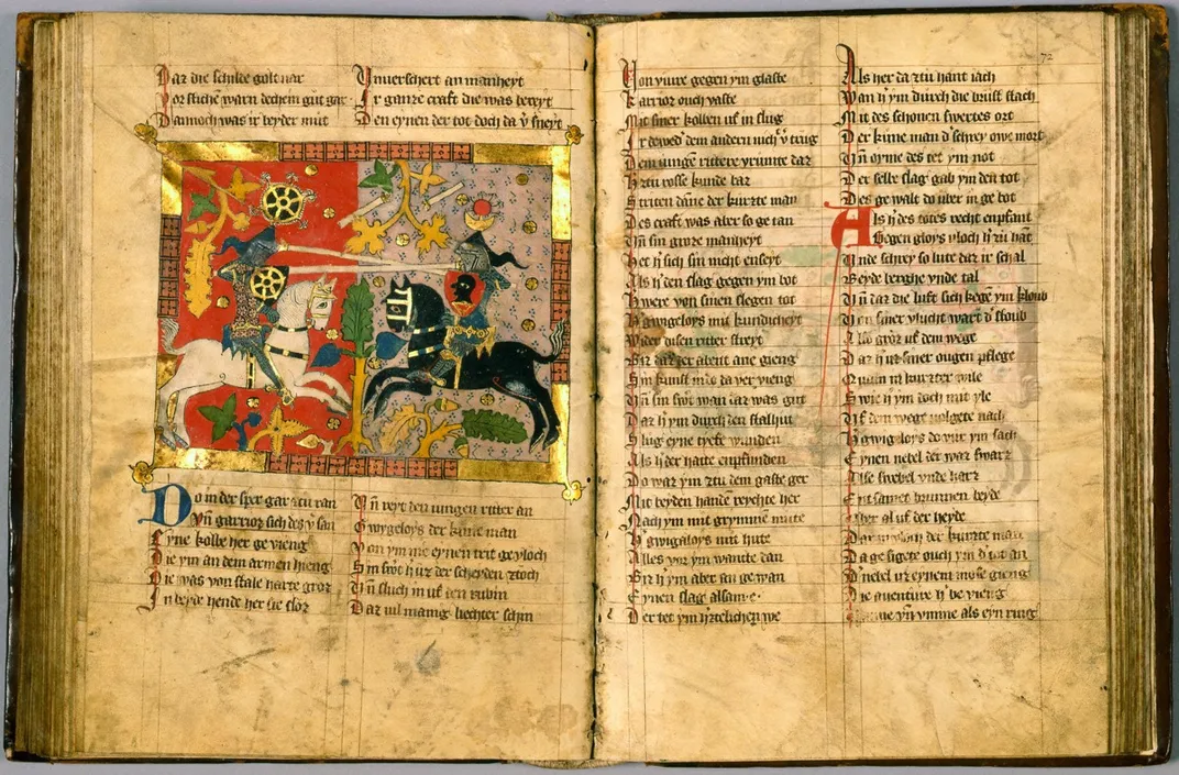 German manuscript detailing the Arthurian romance of Wigalois