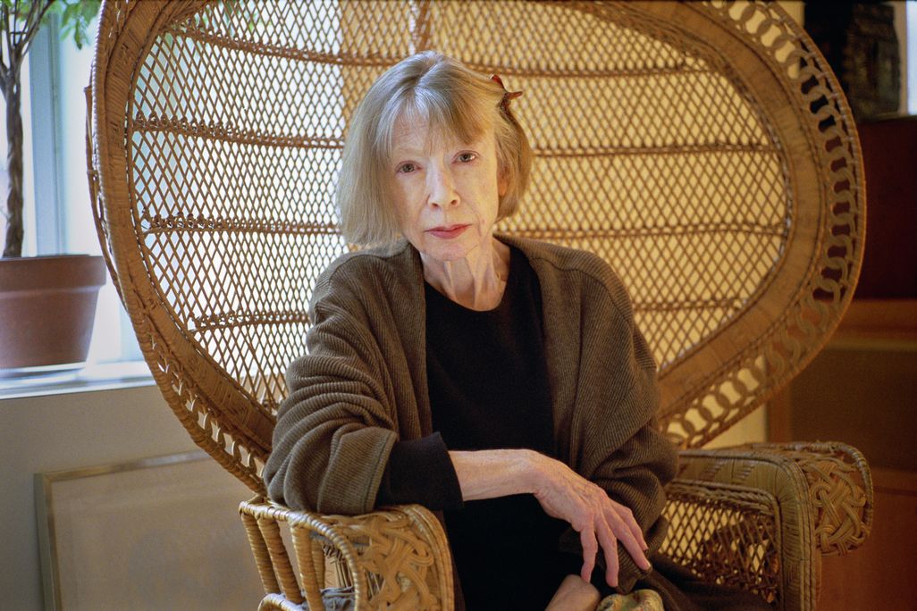 Writer Joan Didion in her Upper East Side apartment.