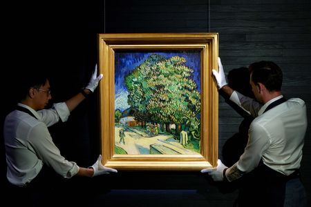 Ch&acirc;taigniers en fleurs, or Chestnut Trees in Blossom, on display in Hong Kong