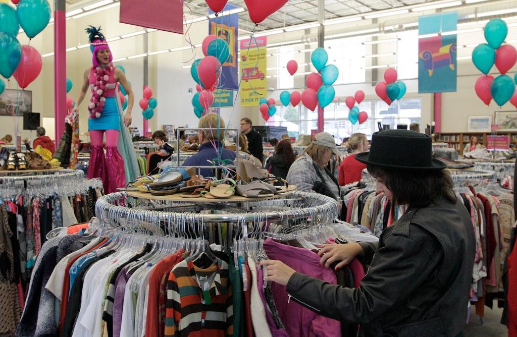 Customers shop during at the AIDS Healthcare Foundation’s Out of the Closet thrift store in Columbus, Ohio.