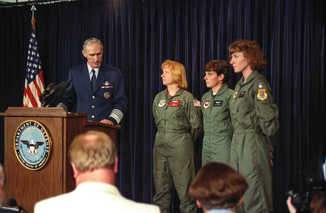 Merrill McPeak with Sharon Preszler, Martha McSally, and Jeannie Leavitt