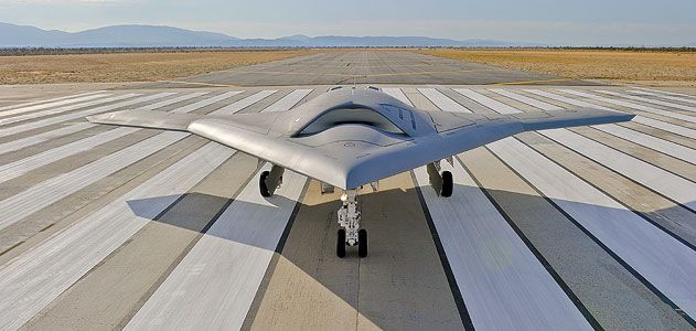 Northrop Grummans portrait of the future for naval aviation the X47B on the runway in Palmdale California