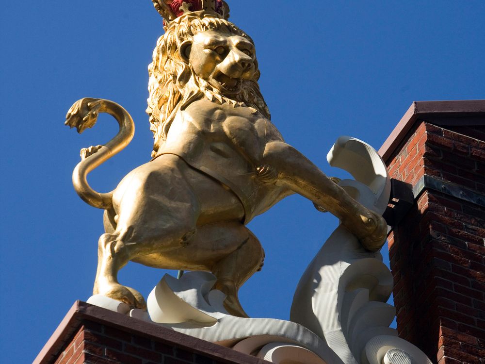 lion statue from Boston's Old State House