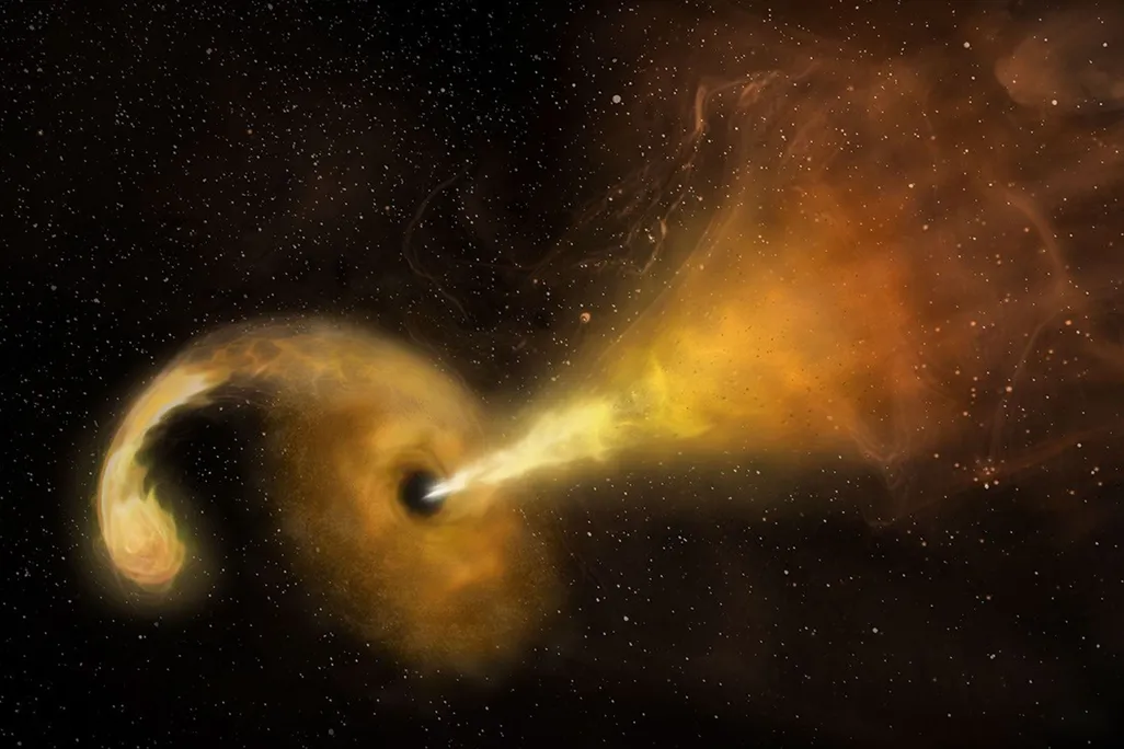 bright light around a black hole on a dark background