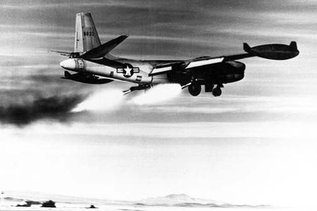 North American RB-45C (S/N 48-033) rocket-assisted take off. (U.S. Air Force photo)