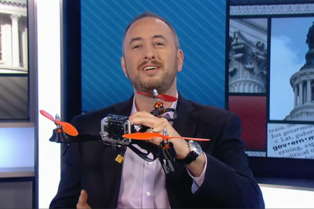 Timothy Reuter with his personal flying robot.