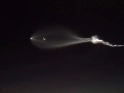 Visiting spaceship?  Nope, just a SpaceX rocket launch over California.