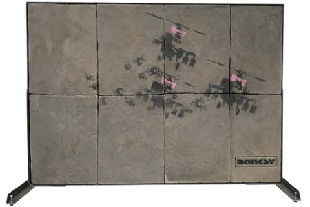 Banksy&#39;s&nbsp;Happy Choppers appeared&nbsp;on the side of an office building in east London in&nbsp;2006.