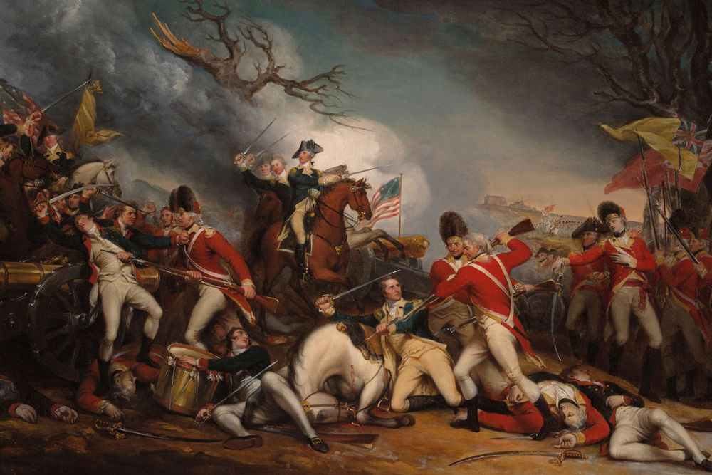 A John Trumbull painting of the death of General Hugh Mercer at the Battle of Princeton in 1777