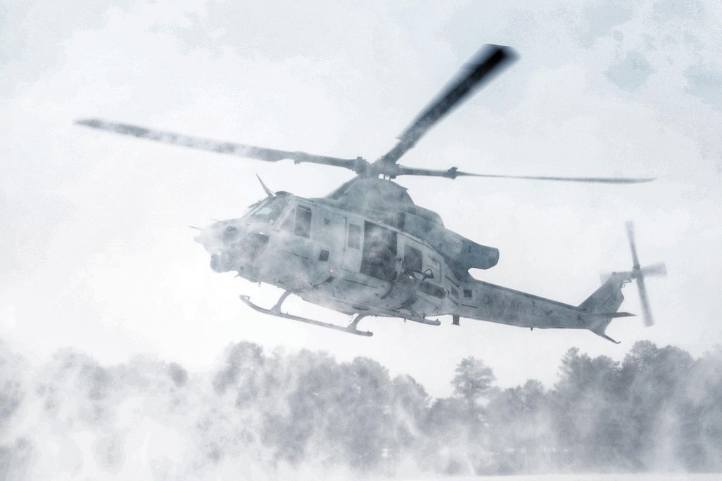 UH-1Y in clouds