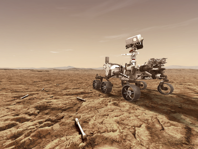 Artist's concept of Mars 2020 rover with sample tubes.