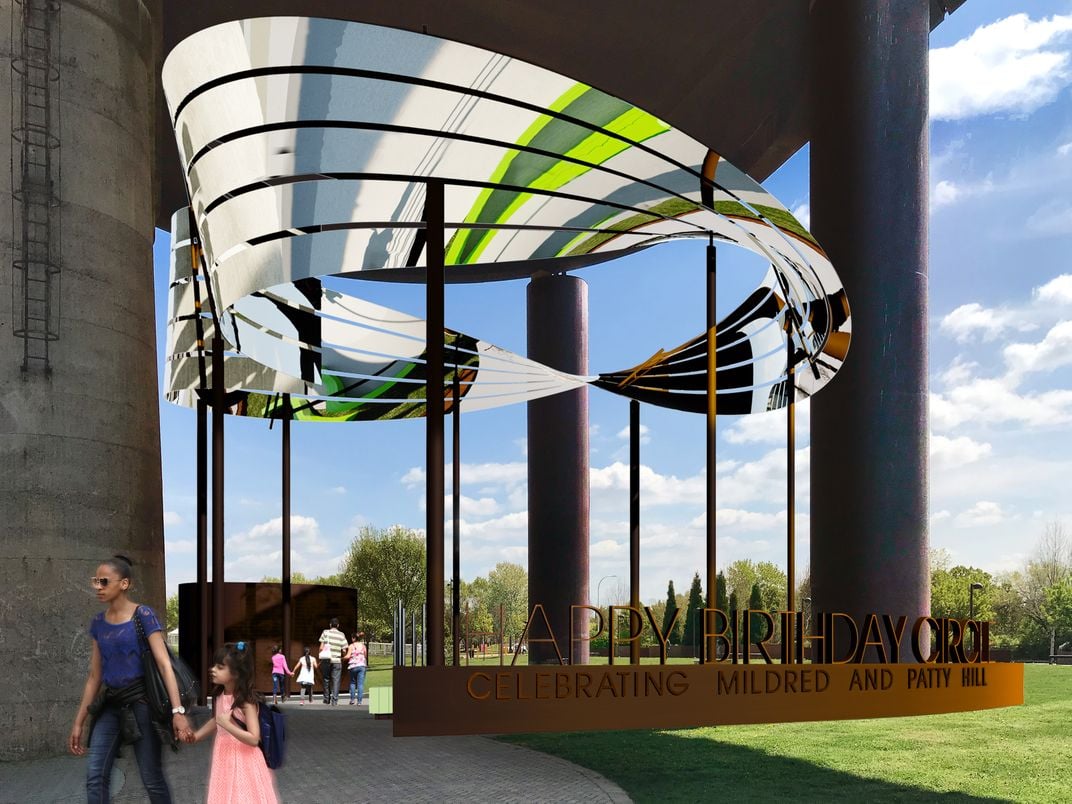 An artist's rendering of the planned tribute to the Hill sisters in Louisville, Kentucky