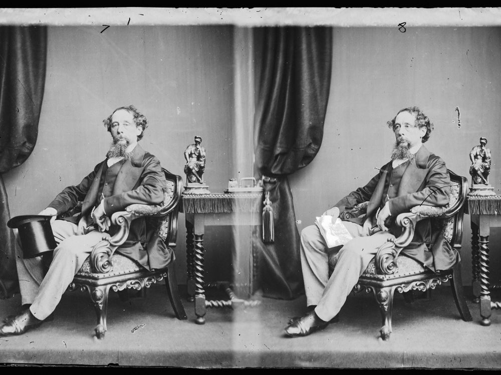 Two portraits of English novelist Charles Dickens
