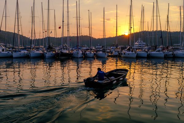 Marina of Fethiye during sunset thumbnail
