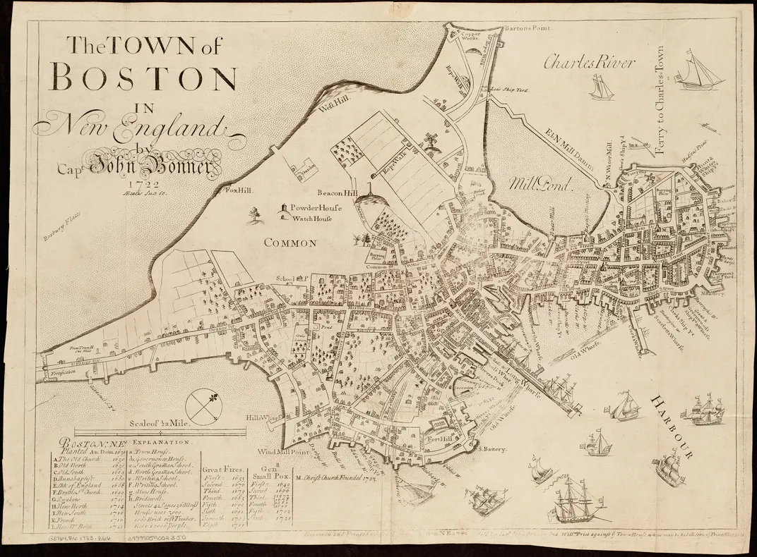 a vintage map of Boston