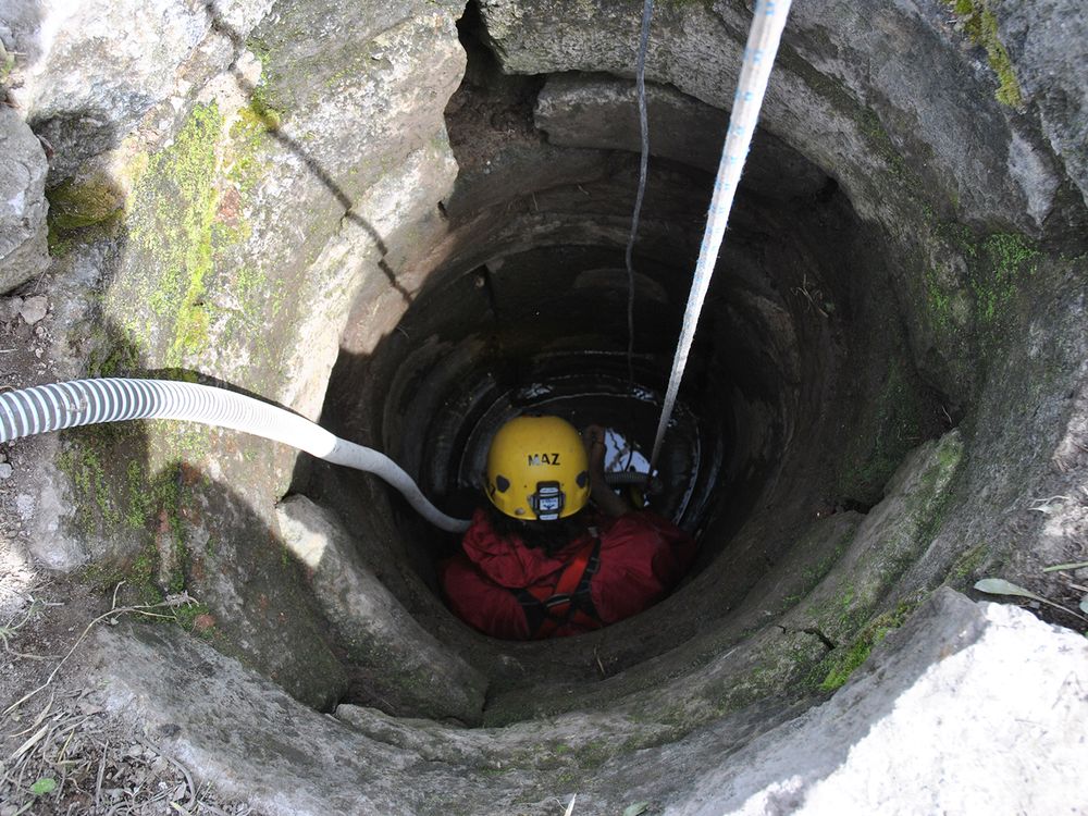 Man in well