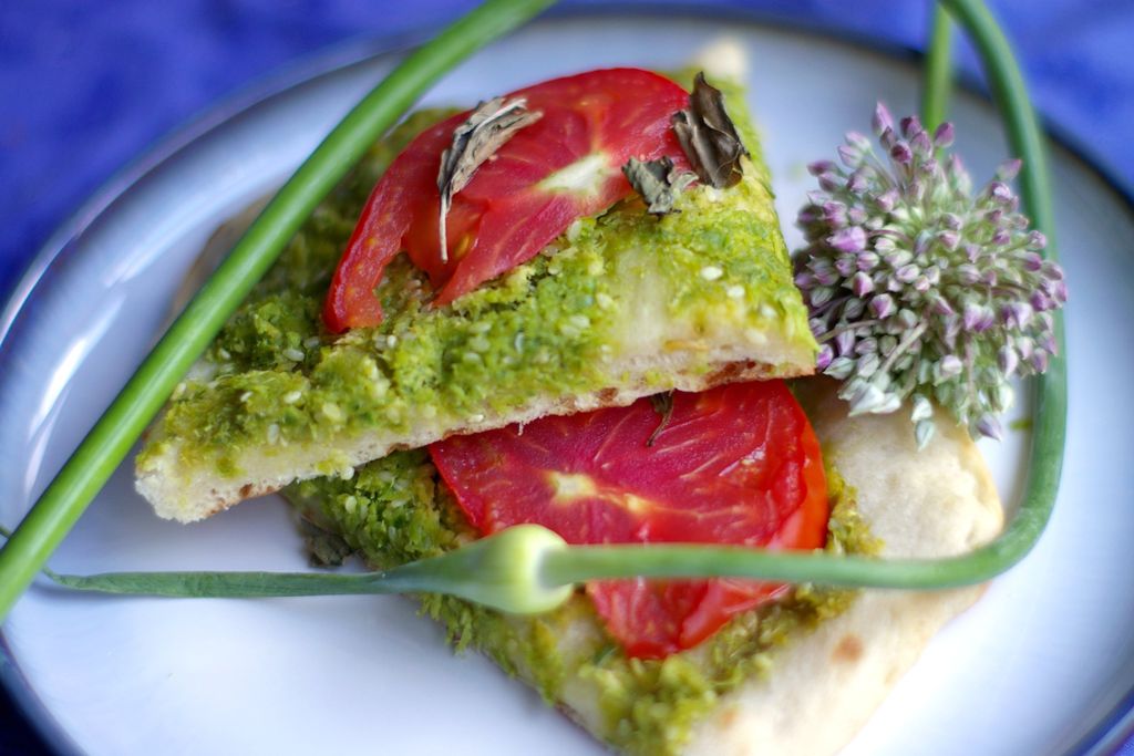 Garlic Scape Pesto Pizza