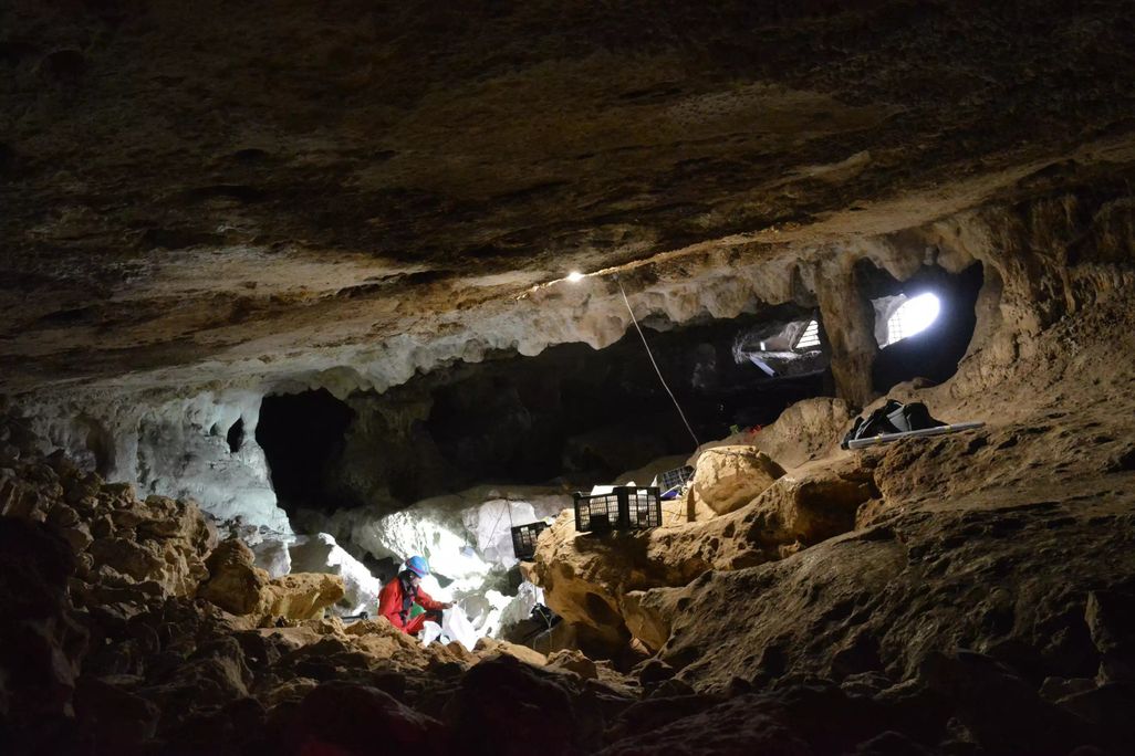 An archaeologist in a cave in southern Spain