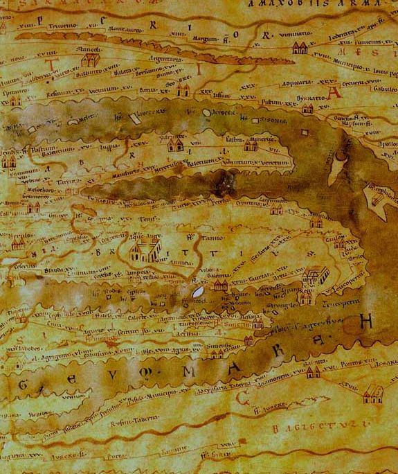 The Peutinger Table maps the full historical extent of the Roman highway system.