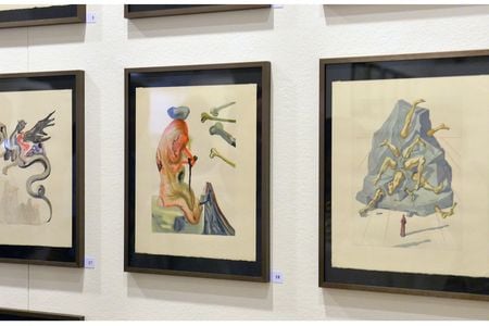 The thrift store find is part of the artist's Divine Comedy series, seen here during a 2014 exhibition in Frankfurt Oder, Germany.