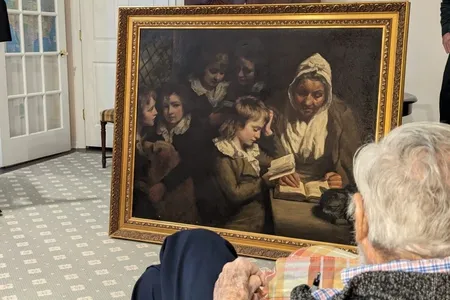 Measuring 40 by 50 inches, The Schoolmistress (circa 1784) had belonged to&nbsp;physician Earl Leroy Wood. Officials returned it to his son, Francis Wood, on January 11.