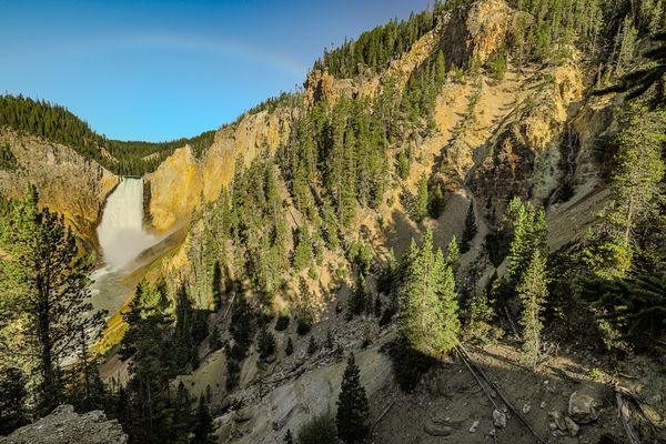 Rainbow over the Lower Falls in Yellowstone thumbnail