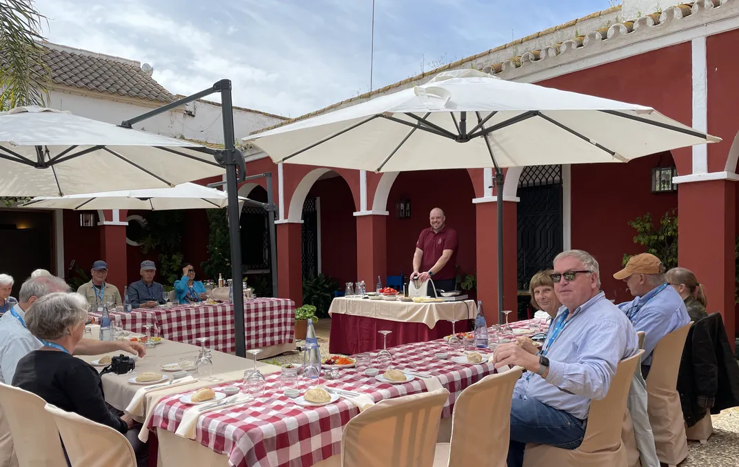 Attending a cooking demonstration and patio lunch. Credit: Dianne Konz