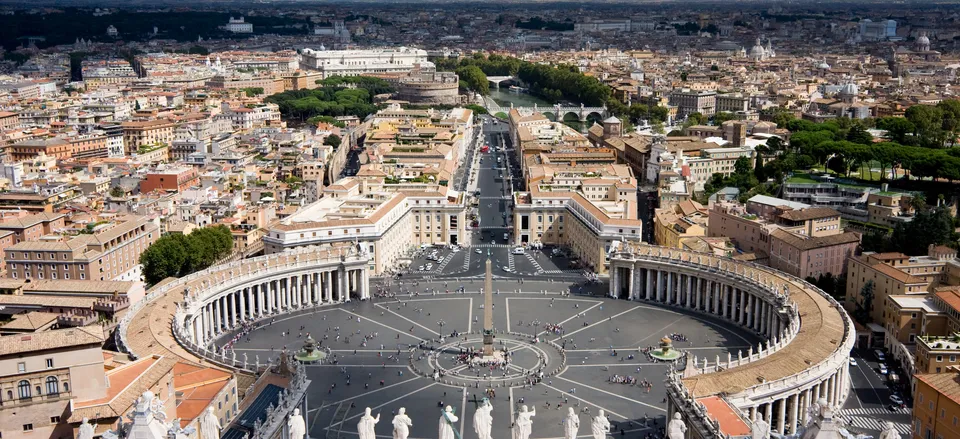  View of Rome from St. Peter's Basilica, with Bernini's colonnade 