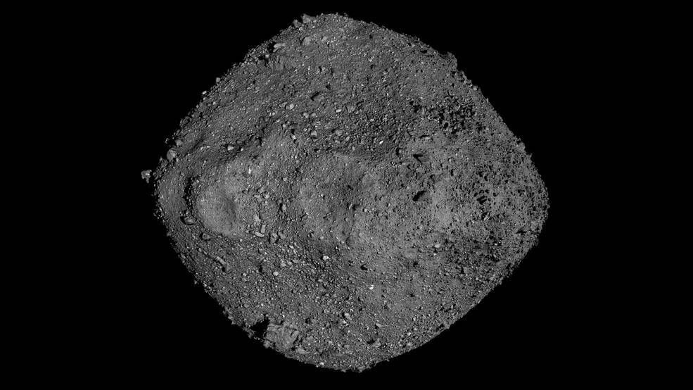 An image of Bennu against the dark backdrop of space