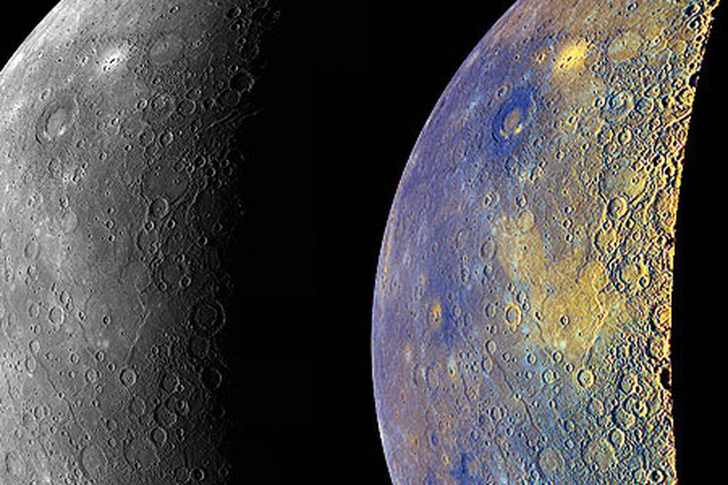 MESSENGER last year revealed another side of Mercury, color-enhanced to show the differences in surface geology.