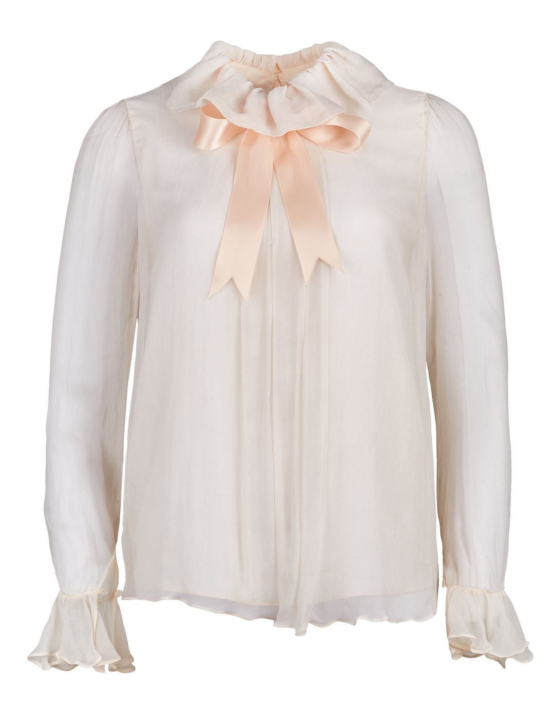 Blush-pink blouse with long sleeves