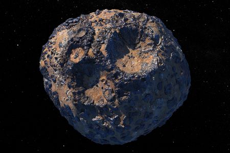 An artist's rendition of the Pysche asteroid. Data suggests that Psyche is between 30 and 60 percent metal, unlike any object in the solar system scientist's have observed up close before.