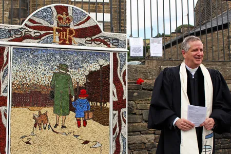 This Queen Elizabeth II well dressing took eight people over 35 hours to create in late June in Hayfield, Derbyshire, England.