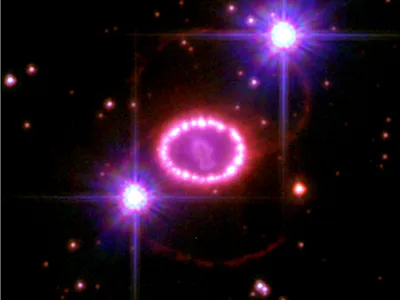 Most supernovas, like this one, 1987A (seen here in a Hubble Space Telescope image) explode only once. So what's going on with iPTF14hls?