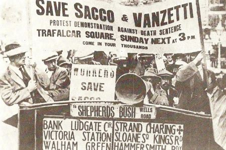 Sacco and Vanzetti were anarchists at a time when that movement was very different than it is today. 