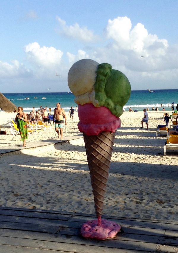 Resort impressions. Playa del Carmen. Sculpture "Ice cream".  thumbnail
