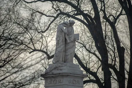 The Peace Memorial stands in front of the Capitol in Washington, D.C., on January 15, 2021, nine days after the storming of Congress.