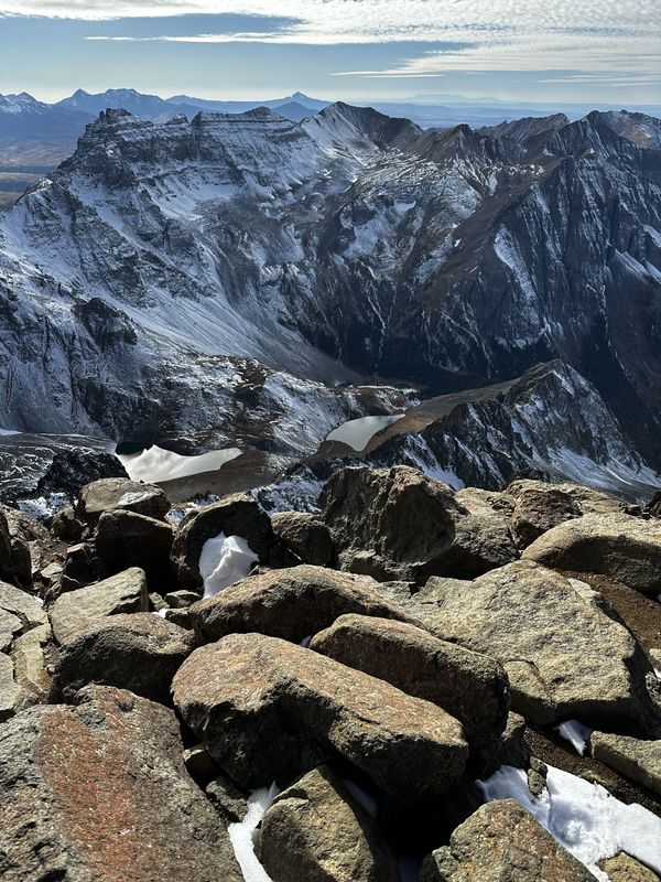 Blue Lakes from the summit of Mount Sneffels thumbnail