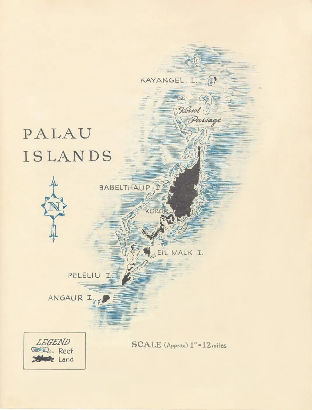 A U.S. military map included in a declassified after-action report describing the Battle of Peleliu.