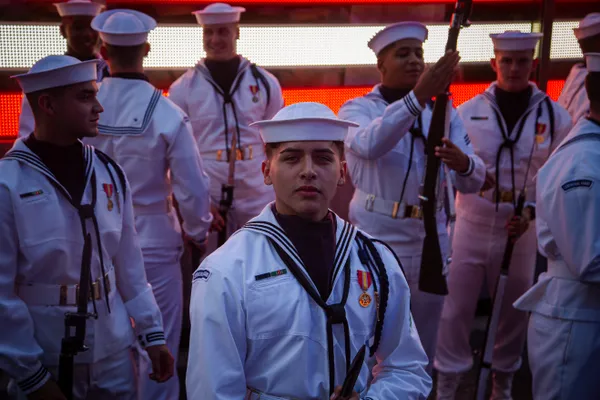 US Navy Sailors in Times Square During Fleet Week thumbnail