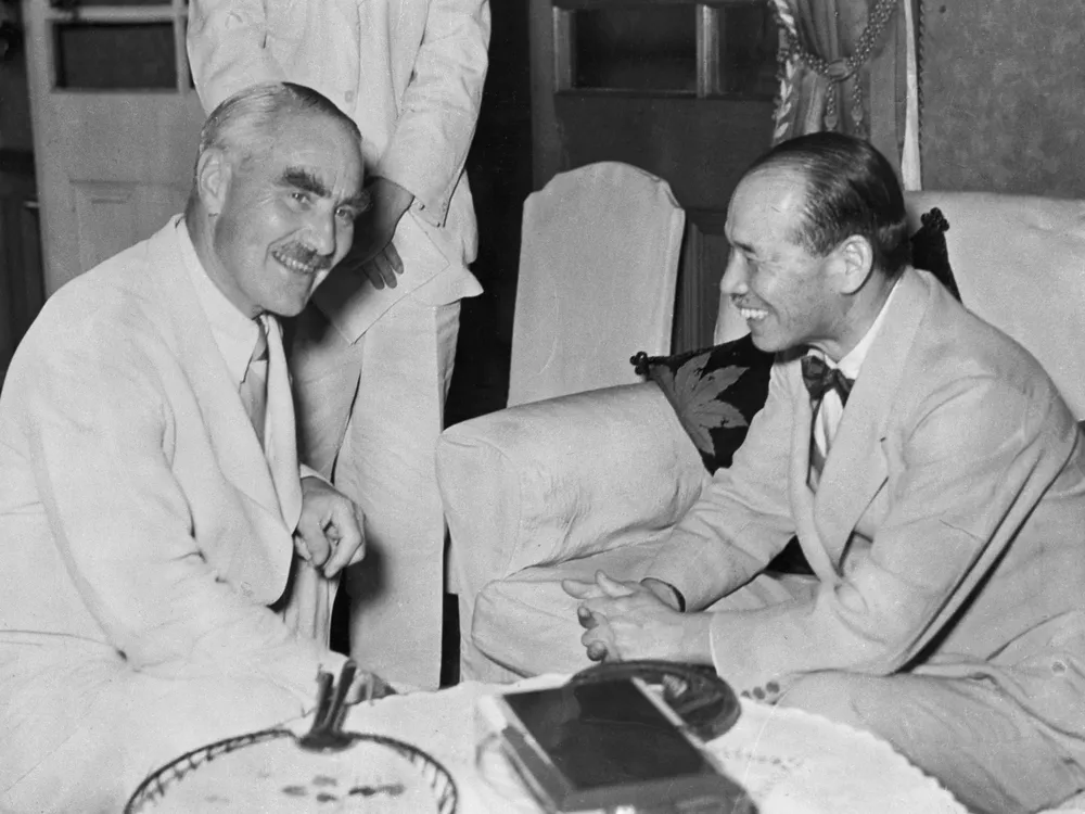 American ambassador Joseph C. Grew (left) meets with Japanese Foreign Minister Teijiro Toyoda in October 1941