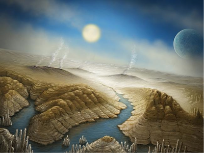 Artist’s impression of the surface of Kepler 452b, created by the SETI Institute, who have been working in conjunction with NASA.