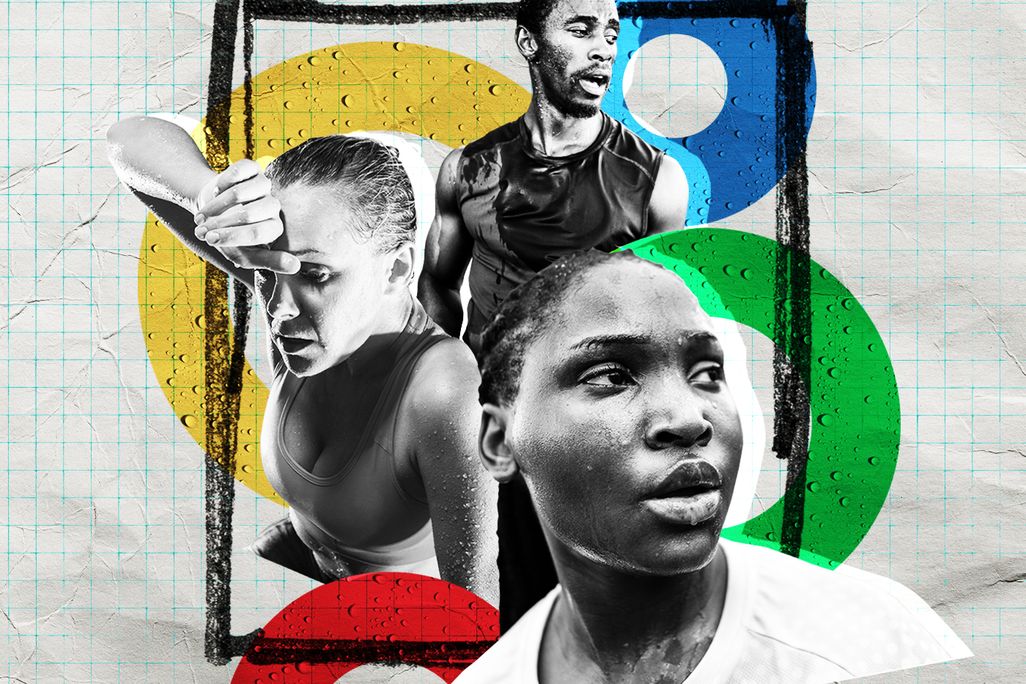 Illustration of sweaty athletes
