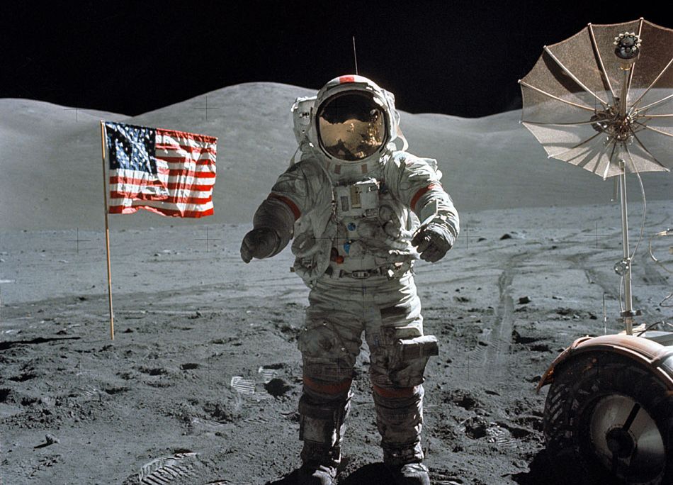 Eugene Cernan on the surface of the Moon, December 1972.