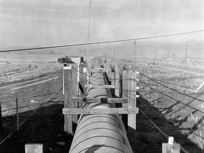 The Albert Michelson pipeline in California carried light, not fuel. After the experiments, the tube was sold to the city of Irvine for reuse in more mundane purposes.