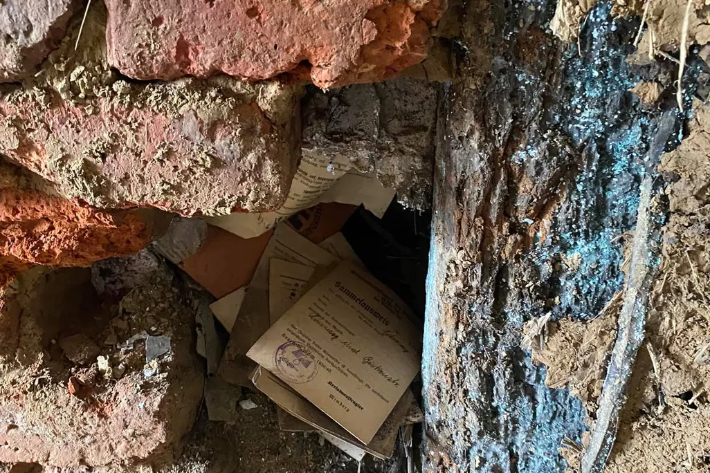 Documents hidden in wall
